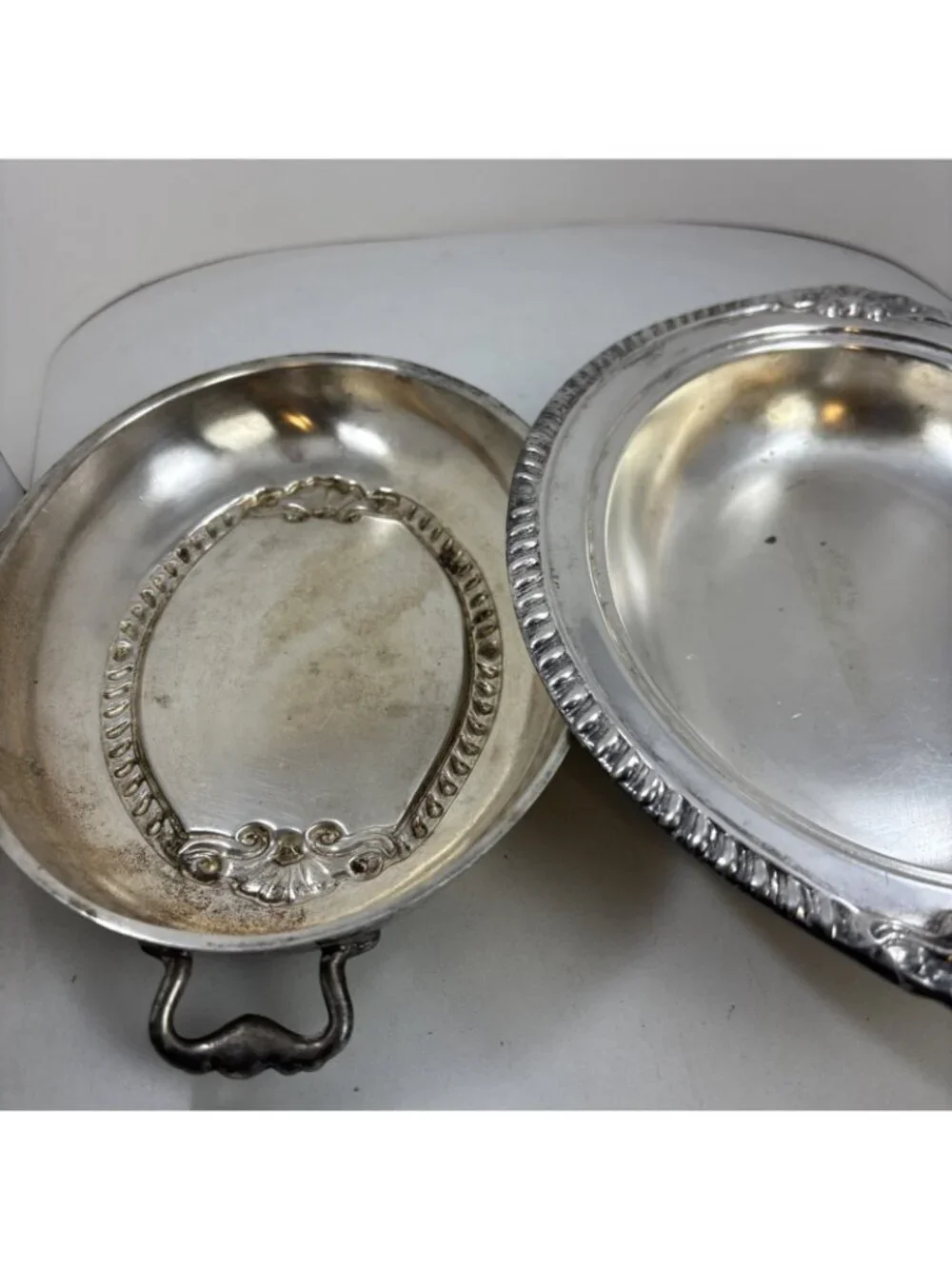Victorian Style Serving Dish/plate with Lid, Vintage, Oval Silverplate 13